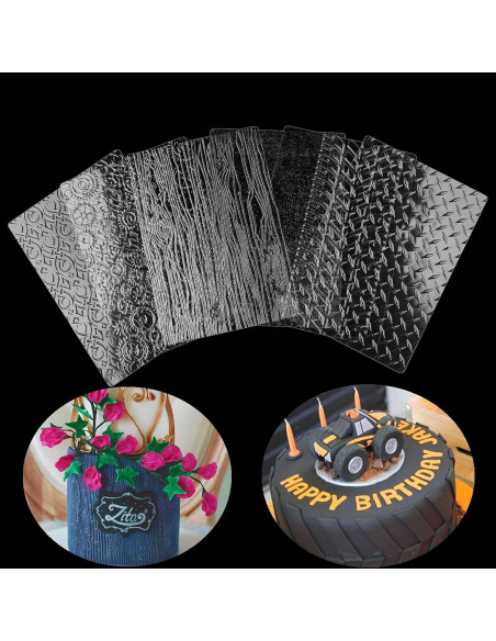 Ocmoiy 6 Tapetes de Fondant Texturizados para Pasteles 17.78x25.4cm