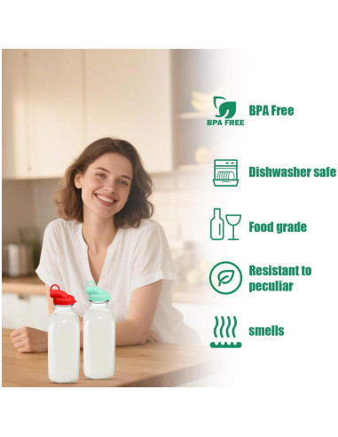 6 Tapas de Dispensador de Leche Silicona BOXOB 48mm Colores Surtidos