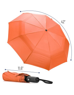 Paraguas de viaje Mr. Pen a prueba de viento rojo anaranjado 2