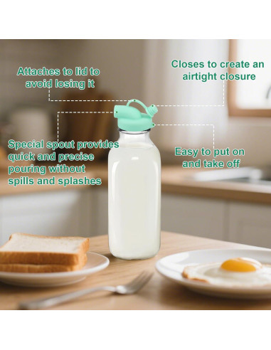 6 Tapas de Dispensador de Leche Silicona BOXOB 48mm Colores Surtidos