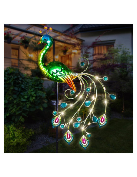 Luces de Jardín Solares Glintoper Pavo Real 100 cm LED