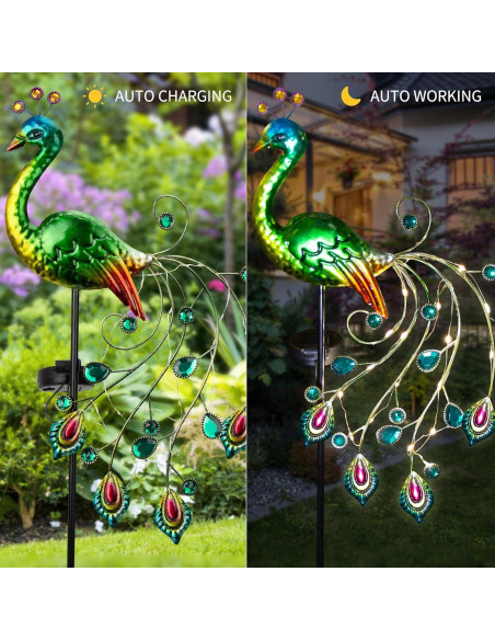 Luces de Jardín Solares Glintoper Pavo Real 100 cm LED