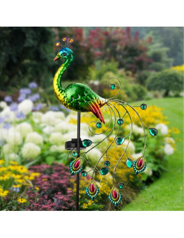 Luces de Jardín Solares Glintoper Pavo Real 100 cm LED