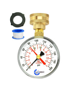 Medidor de Presión de Agua CARBO 0-200 PSI 3/4" Rosca
