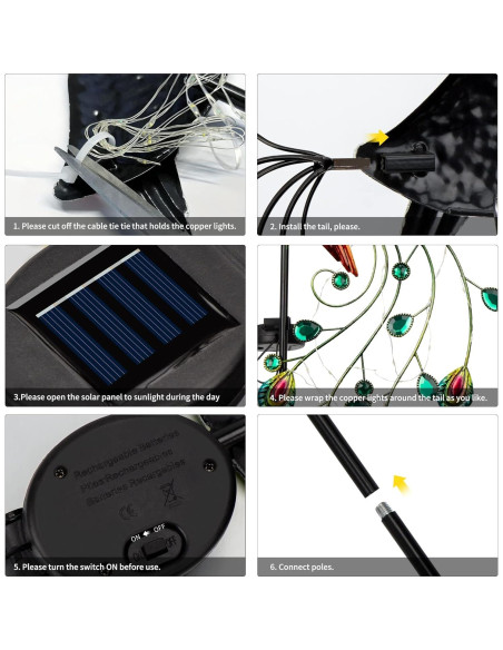 Luces de Jardín Solares Glintoper Pavo Real 100 cm LED