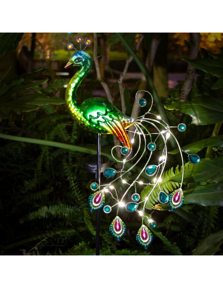 Luces de Jardín Solares Glintoper Pavo Real 100 cm LED