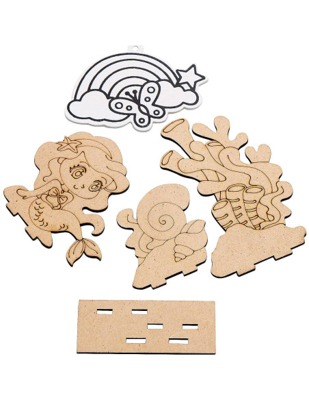 Kit de Campana de Viento DIY Fun Express - Sirena de Madera