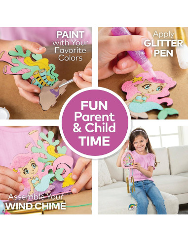 Kit de Campana de Viento DIY Fun Express - Sirena de Madera