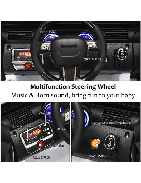 Coche Eléctrico para Niños Costzon 12V Blanco con Control Remoto