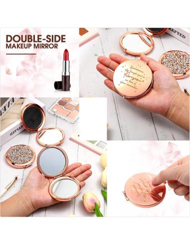 Espejos Compactos Inspiradores Roowest - 10 Pcs Oro Rosa
