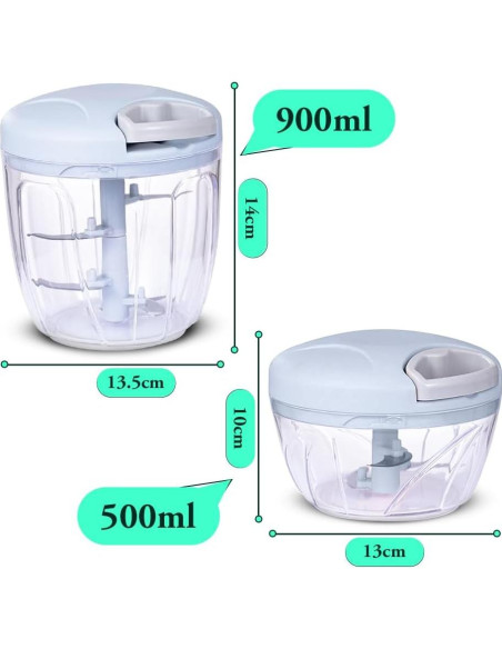 Picador de Verduras Manual Genérico 500ml Azul - Procesador Compacto