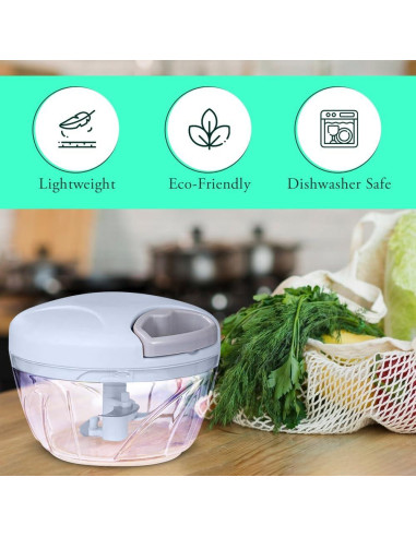 Picador de Verduras Manual Genérico 500ml Azul - Procesador Compacto