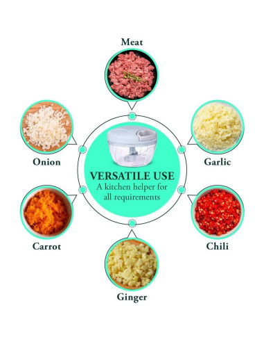 Picador de Verduras Manual Genérico 500ml Azul - Procesador Compacto