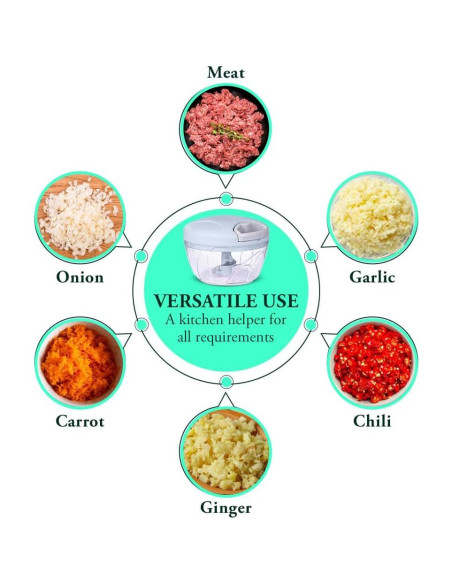 Picador de Verduras Manual Genérico 500ml Azul - Procesador Compacto
