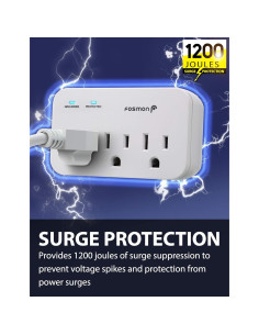 Protector de Sobretensión Fosmon 3 Salidas 1200J Paquete de 2 2