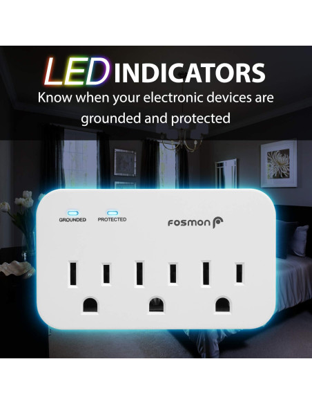 Protector de Sobretensión Fosmon 3 Salidas 1200J Paquete de 2