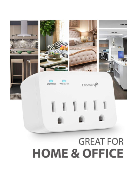 Protector de Sobretensión Fosmon 3 Salidas 1200J Paquete de 2