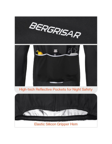 Chaqueta de Ciclismo de Invierno BERGRISAR Hombre 6 Bolsillos