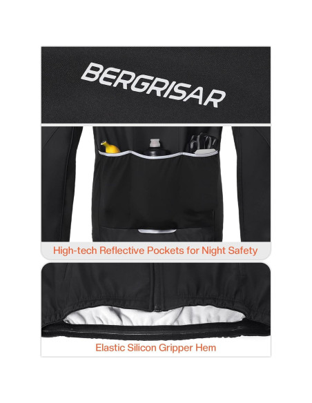 Chaqueta de Ciclismo de Invierno BERGRISAR Hombre 6 Bolsillos