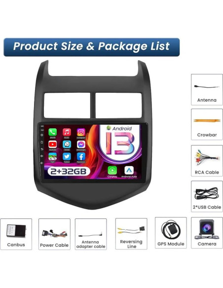 Radio Estéreo de Coche Jingelsye 9" 1280x800 para Chevy Aveo 2012-2016