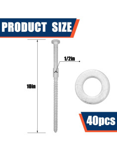 Tornillos de Anclaje Galvanizados Tandefio 40 Pack 1.27 cm x 25.4 cm 2