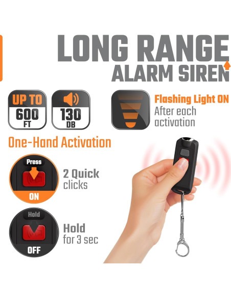 Alarma Personal WETEN 130dB Recargable USB Impermeable Negro