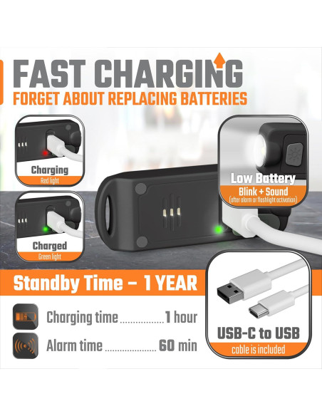 Alarma Personal WETEN 130dB Recargable USB Impermeable Negro