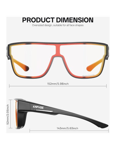 Gafas de sol fotocromáticas KAPVOE UV400 para uso sobre gafas
