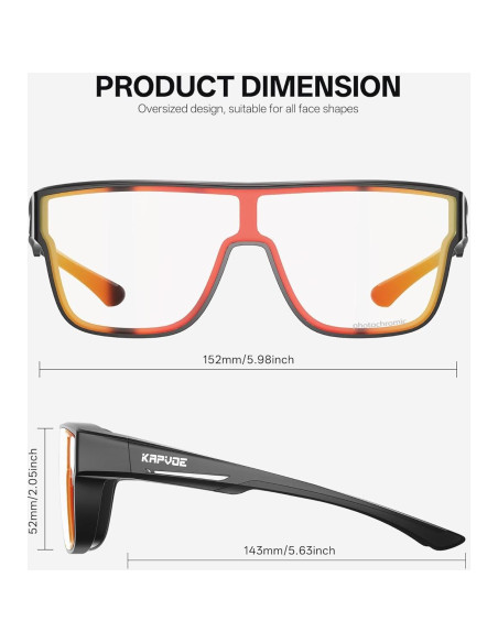 Gafas de sol fotocromáticas KAPVOE UV400 para uso sobre gafas