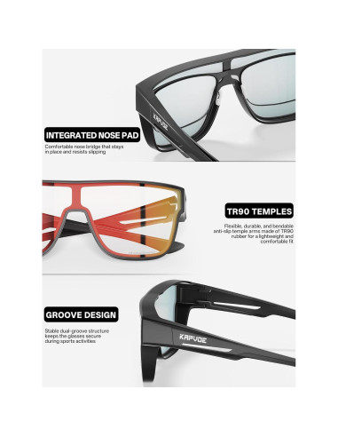 Gafas de sol fotocromáticas KAPVOE UV400 para uso sobre gafas