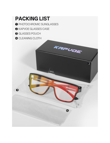 Gafas de sol fotocromáticas KAPVOE UV400 para uso sobre gafas