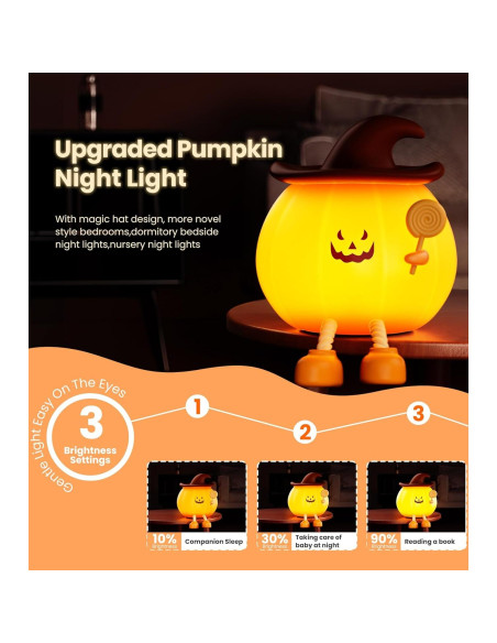 Luz Nocturna Calabaza CUIETUEE USB 500mAh 3 Brillos