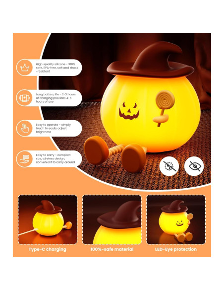 Luz Nocturna Calabaza CUIETUEE USB 500mAh 3 Brillos