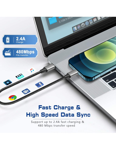 Cable USB C a Lightning 1.5 pies Fushok Carga Rápida MFi