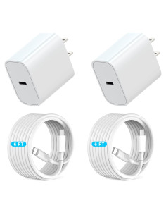 Cargador Rápido 20W USB C para iPhone 17/16/15 - Paquete de 2