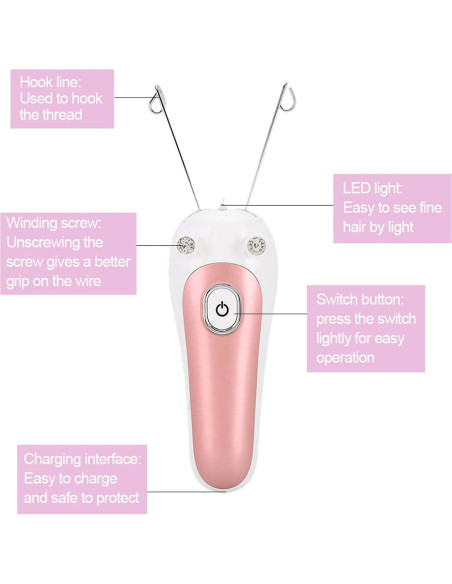 Epilador de Hilo Facial Eléctrico Watris Veiyi Rosa 5W