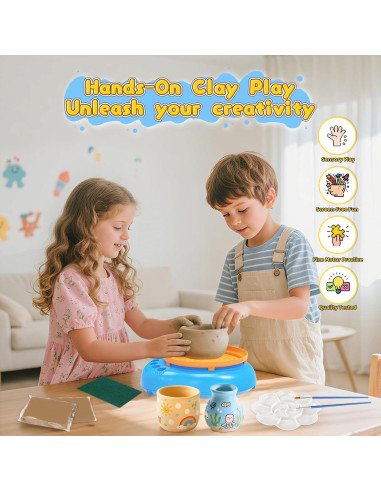 Torno de Alfarería Weilim PAMT712 - Kit Completo para Niños 6+