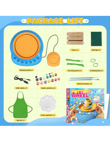 Torno de Alfarería Weilim PAMT712 - Kit Completo para Niños 6+