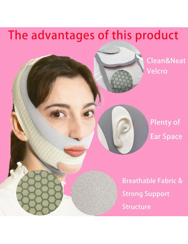 Cinta de levantamiento facial en V ADRUITE - Gris, 32g