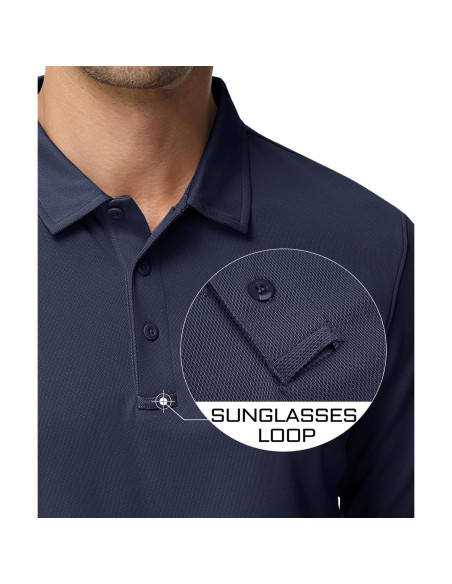 Camiseta Polo Hombre Magcomsen 3 Botones Manga Larga Marino