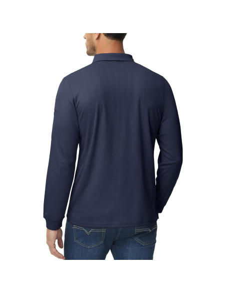 Camiseta Polo Hombre Magcomsen 3 Botones Manga Larga Marino