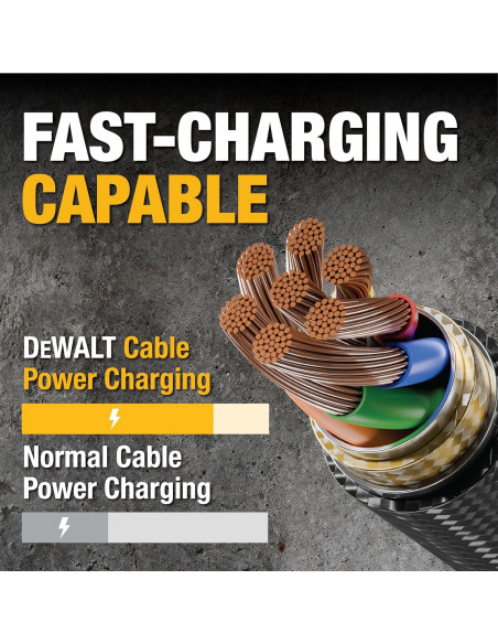 Cable USB A a USB C DEWALT 1.83 m alta resistencia