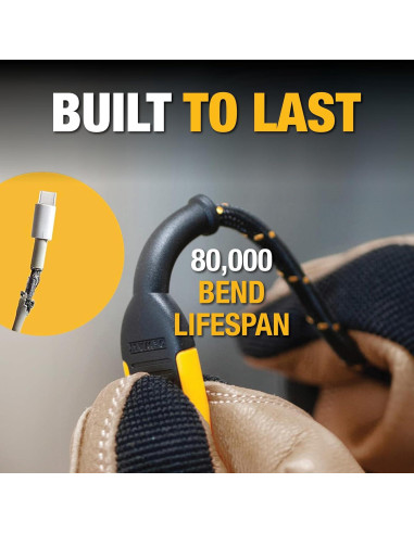 Cable USB A a USB C DEWALT 1.83 m alta resistencia
