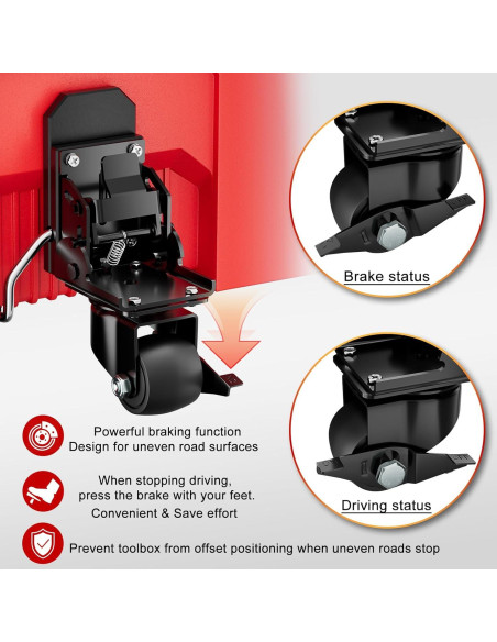 Kit de Ruedas con Freno MAICHUAN para Caja de Herramientas 90.72 kg