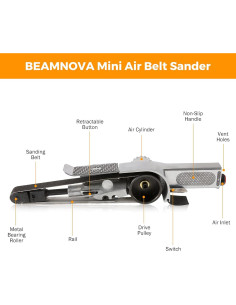 Mini Lijadora de Banda BEAMNOVA 20mm 3 Correas Grano 80/100/120 2