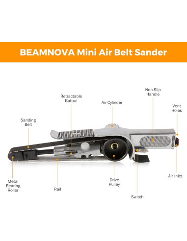 Mini Lijadora de Banda BEAMNOVA 20mm 3 Correas Grano 80/100/120