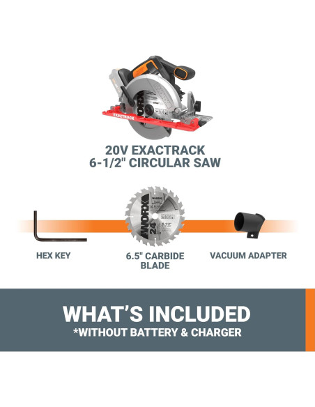Sierra Circular Inalámbrica WORX 20V 6-1/2" Exactrack WX530L.9
