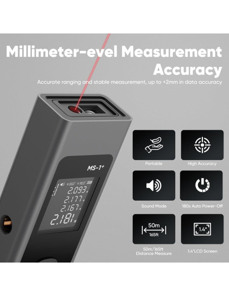 Medidor láser 2 en 1 ProTap MS-1+ 50m con nivel láser