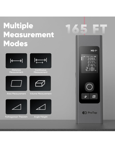 Medidor láser 2 en 1 ProTap MS-1+ 50m con nivel láser