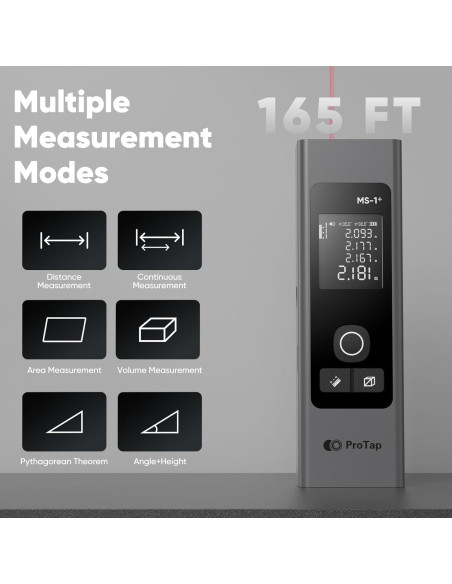 Medidor láser 2 en 1 ProTap MS-1+ 50m con nivel láser